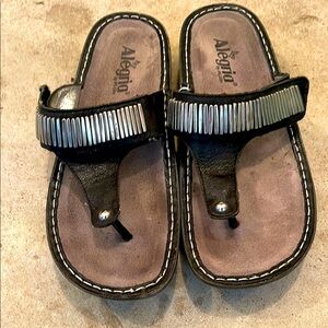 Alegria Black Sandals with Silver Accents